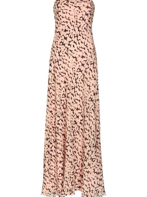 STAUD Cassie tortoise-print silk maxi dress - Neutrals - zdjęcie produktu nr 2