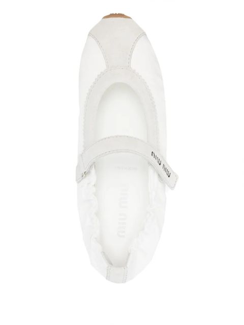 Miu Miu suede-panels ballet flats - White