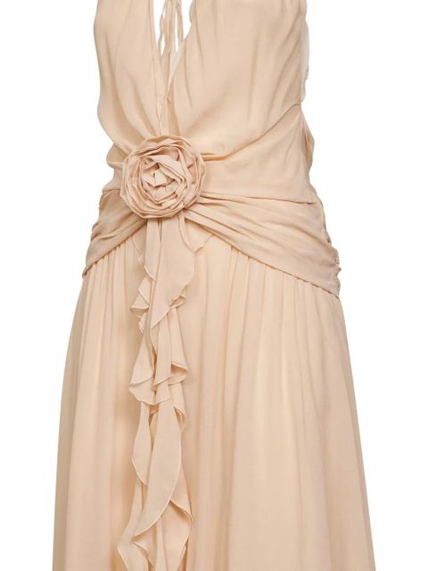 Blumarine floral-detail ruffled maxi dress - Neutrals