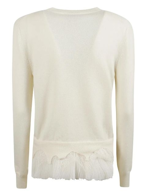 Alexander McQueen lace pleated sweater - Neutrals
