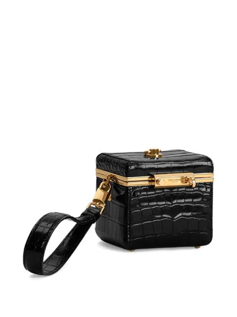 Dolce & Gabbana croc-effect top handle make up bag - Black