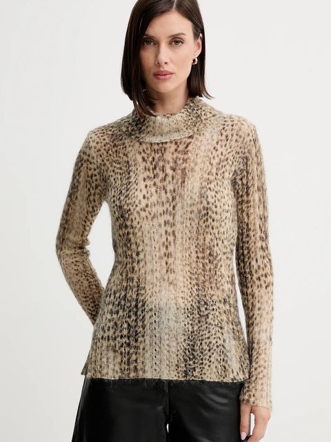 Twinset sweter z wełną damski kolor beżowy lekki z golfem 252TT3490 - zdjęcie produktu nr 1