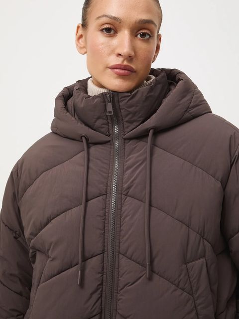 Medicine kurtka damska kolor brązowy zimowa oversize