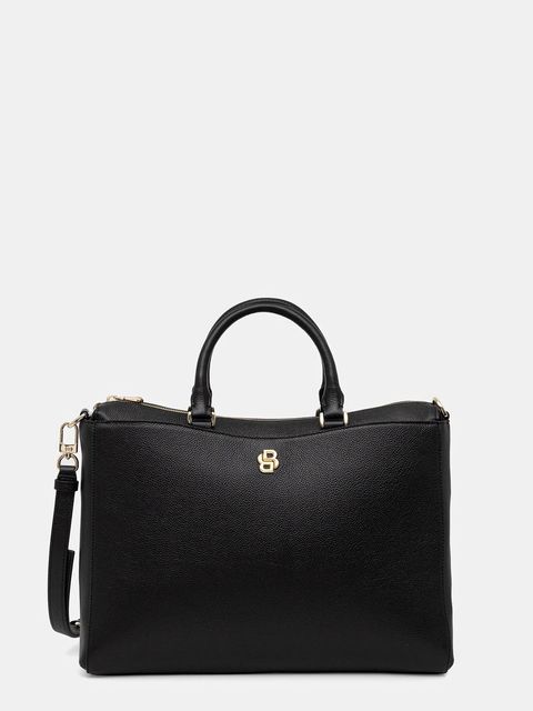 BOSS torebka skórzana kolor czarny 50552192