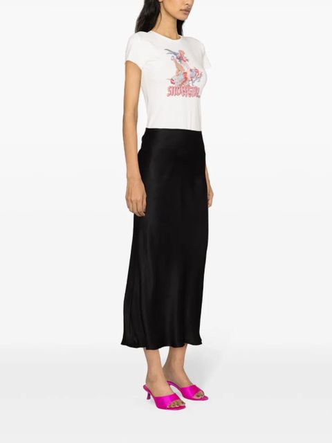 MANURÍ Sunny satin midi skirt - Black