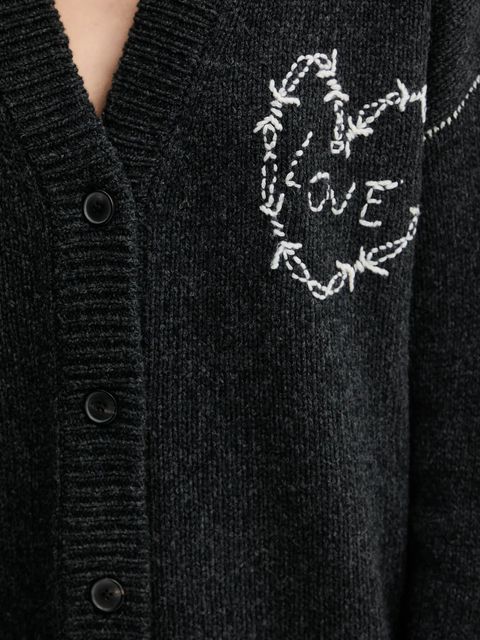 ZADIG&VOLTAIRE kardigan wełniany damski kolor szary lekki KWCA01667