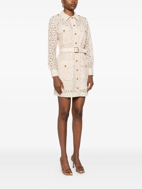 ZIMMERMANN floral-lace belted mini dress - Neutrals