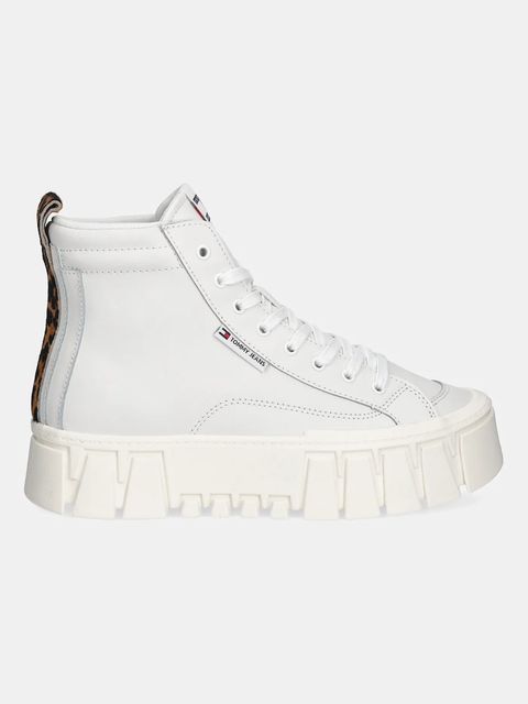 Tommy Jeans sneakersy skórzane TJW VULC FLATFORM LEOPARD damskie kolor beżowy EN0EN02858 - zdjęcie produktu nr 2