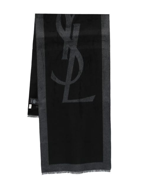 Saint Laurent logo-jacquard silk scarf - Black - zdjęcie produktu nr 1