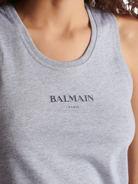 Balmain logo-print cotton top - Grey