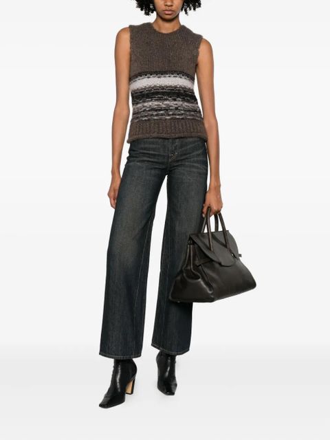 OUR LEGACY striped fair-isle top - Brown