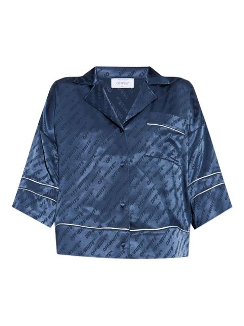 Off-White logo-print satin shirt - Blue - zdjęcie produktu nr 1