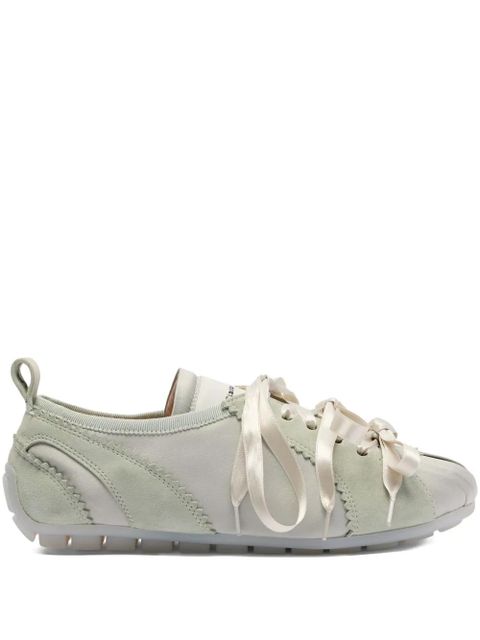 Simone Rocha satin-ribbon ballerina sneakers - Green - zdjęcie produktu nr 1