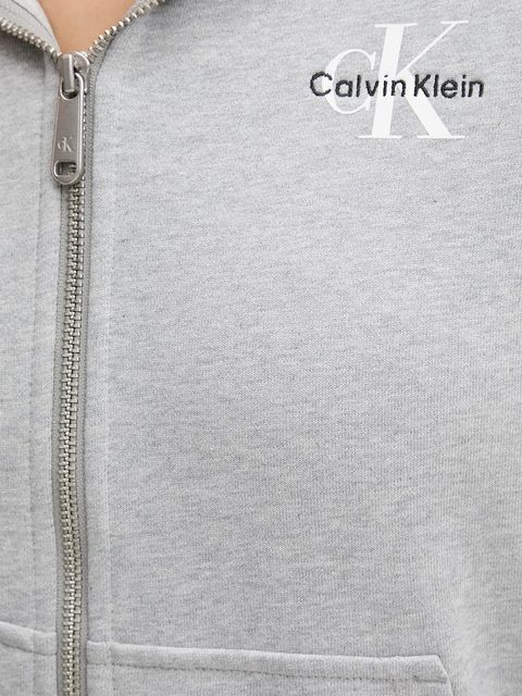Calvin Klein Jeans bluza damska kolor szary z kapturem z nadrukiem LV047B270G