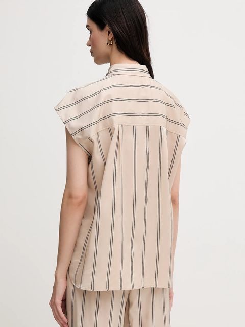 Marc Aurel koszula damska kolor beżowy regular z kołnierzykiem klasycznym 6302-1002-93421