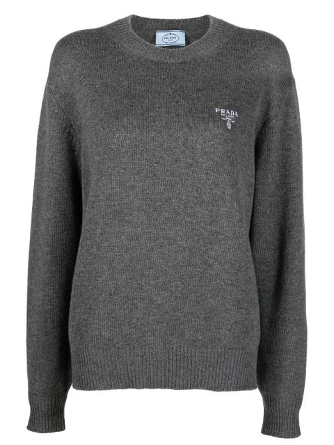 Prada chest logo jumper - Grey