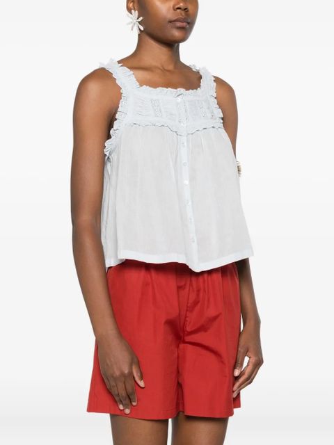 DÔEN frill-trimmed button top - Blue