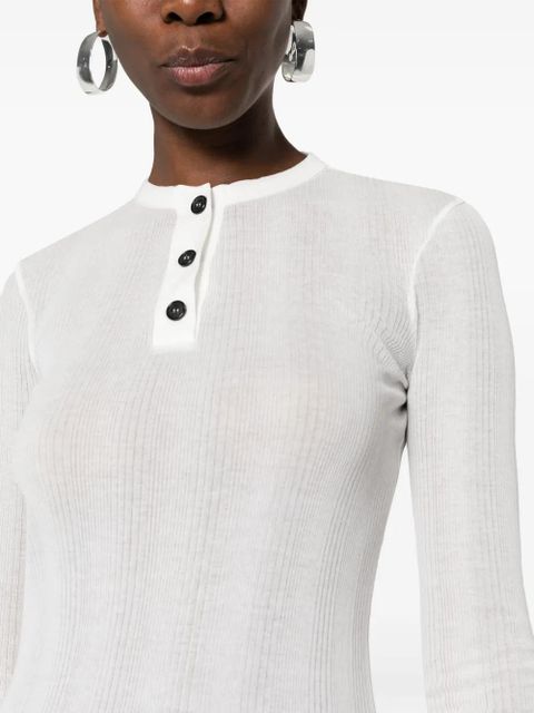 KHAITE fine-ribbed long-sleeve T-shirt - White