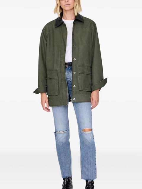 ANINE BING contrast-collar jacket - Green