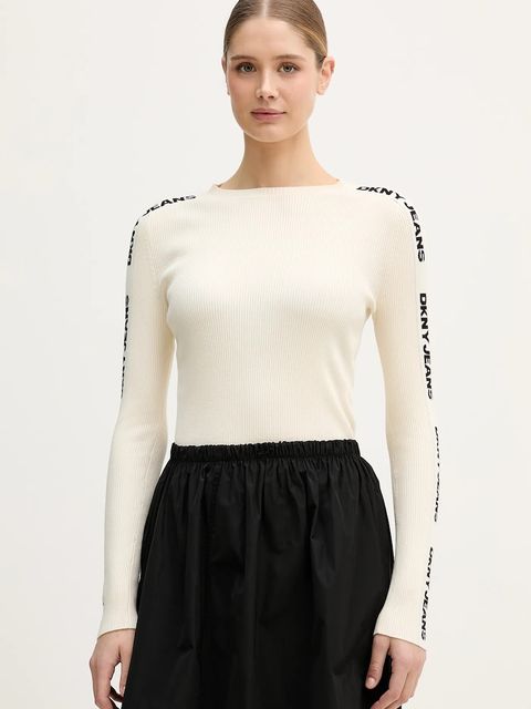 Dkny sweter damski kolor beżowy lekki DJ6R0104 - zdjęcie produktu nr 1