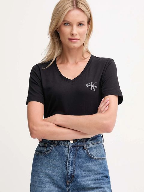 Calvin Klein Jeans t-shirt bawełniany 2-pack damski kolor czarny LV047C906G - zdjęcie produktu nr 1