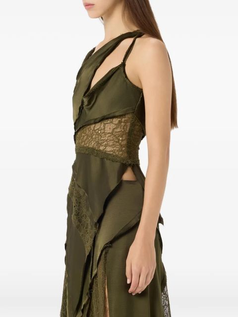 Blumarine lace-trim asymmetric top - Green