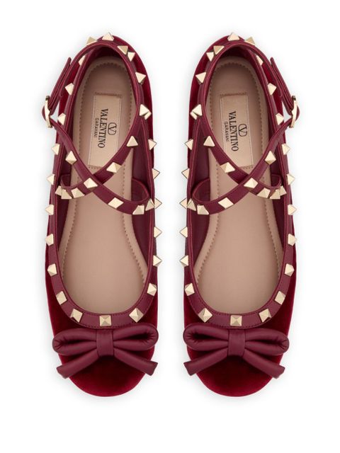 Valentino Garavani Rockstud velvet ballet flats - Red