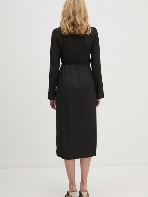 Calvin Klein sukienka kolor czarny midi rozkloszowana K20K207658