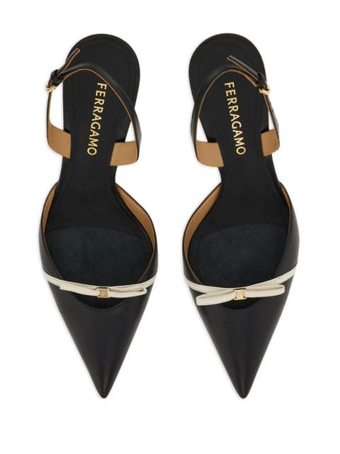 Ferragamo 70mm leather slingback pumps - Black