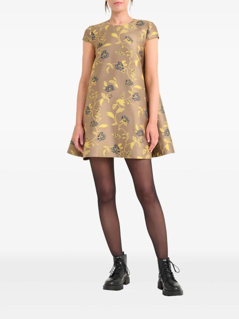 STAUD Mia floral-pattern mini dress - Neutrals