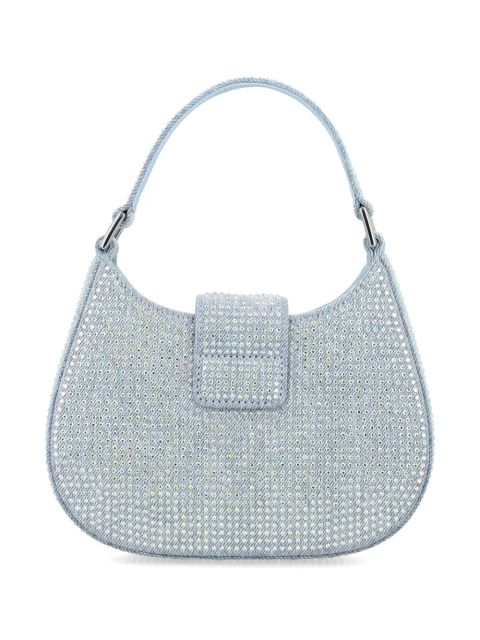 Self-Portrait Rhinestone Denim Cresct bag - Blue