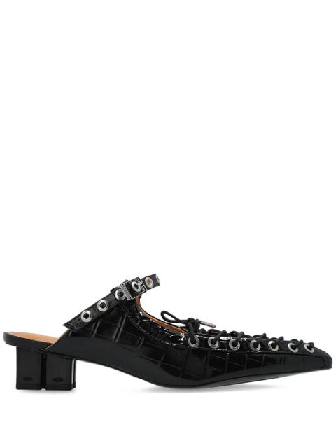 GANNI 50mm buckle-fastening lace-up mules - Black - zdjęcie produktu nr 1