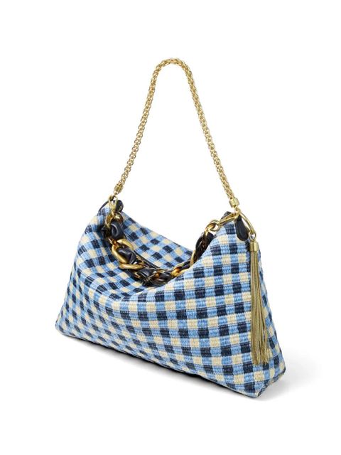 Jimmy Choo check chain shoulder bag - Blue