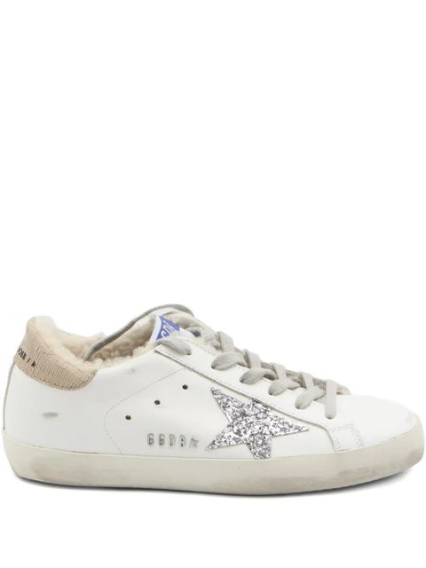 Golden Goose Super-Star glittered-star shearling-lining sneakers - White - zdjęcie produktu nr 1