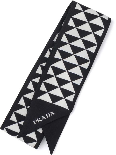 Prada triangle-logo twill scarf - Black - zdjęcie produktu nr 1