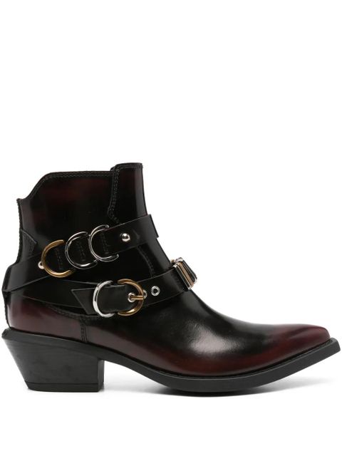 PINKO buckle-strap pointed-toe boots - Red - zdjęcie produktu nr 1