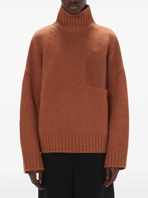 JW Anderson anchor-logo ribbed-knit jumper - Brown