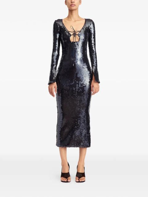16Arlington Solaria sequinned midi dress - Black