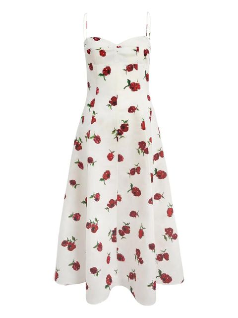 KHAITE Isabella floral-print midi dress - Neutrals - zdjęcie produktu nr 1