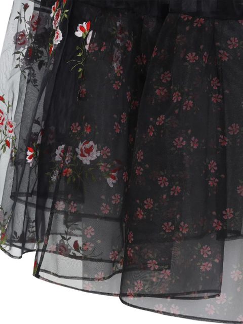 Simone Rocha floral embroidered mid skirt - Black