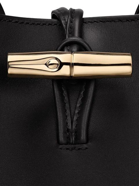 Longchamp small Le Roseau bamboo clasp leather tote bag - Black