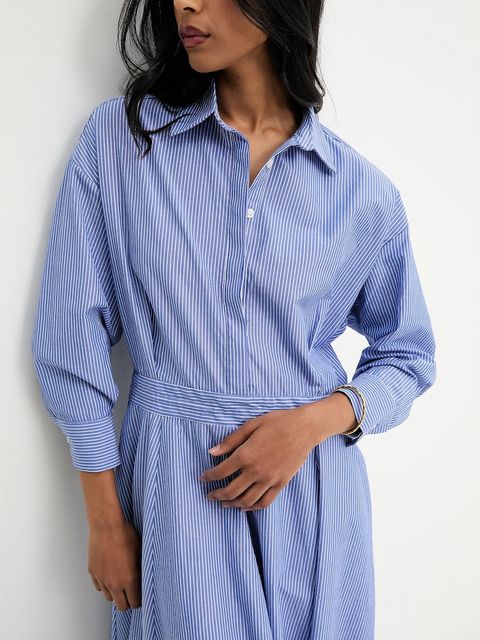 Answear.LAB sukienka kolor niebieski maxi rozkloszowana