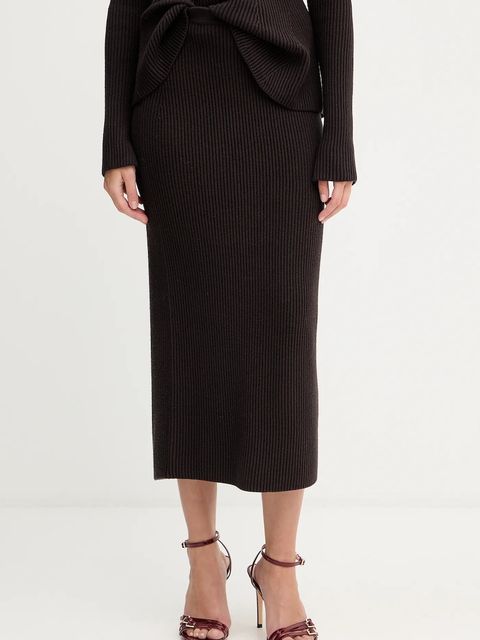 Twinset spódnica z dodatkiem wełny kolor brązowy midi prosta 252TT3142 - zdjęcie produktu nr 1