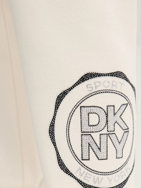Dkny spodnie dresowe damskie kolor beżowy z aplikacją DP5P3667