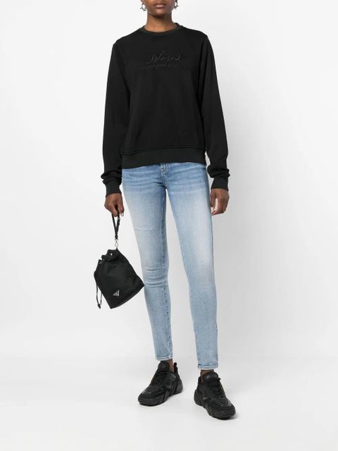 Diesel embroidered-logo crew neck sweatshirt - Black - zdjęcie produktu nr 2