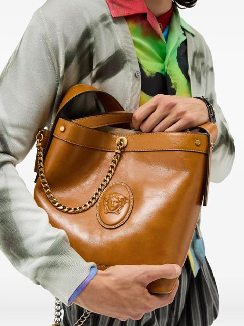 Versace Pivot small leather bucket bag - Brown - zdjęcie produktu nr 2