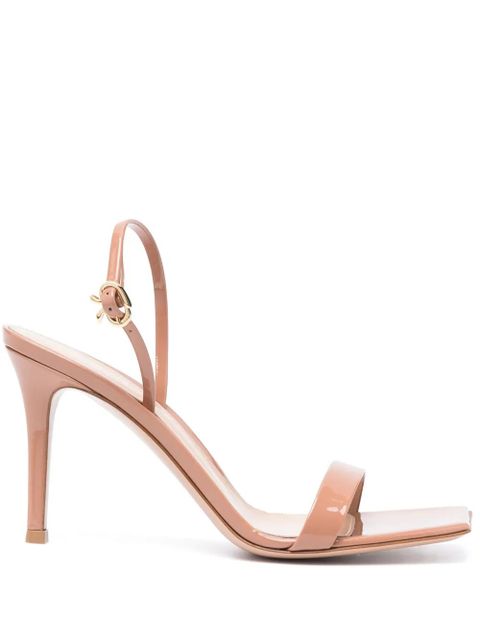 Gianvito Rossi Ribbon Stiletto 85mm leather sandals - Brown - zdjęcie produktu nr 1