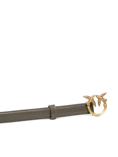 PINKO Love Birds thin leather belt - Green