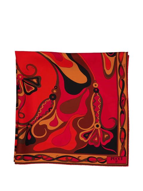 PUCCI Orchidee-print silk carrè scarf - Red - zdjęcie produktu nr 2