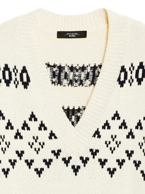 Weekend Max Mara fair isle-knit V-neck vest - White - zdjęcie produktu nr 2